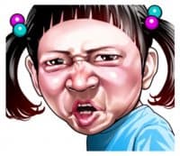 «Angry face of children» sticker set